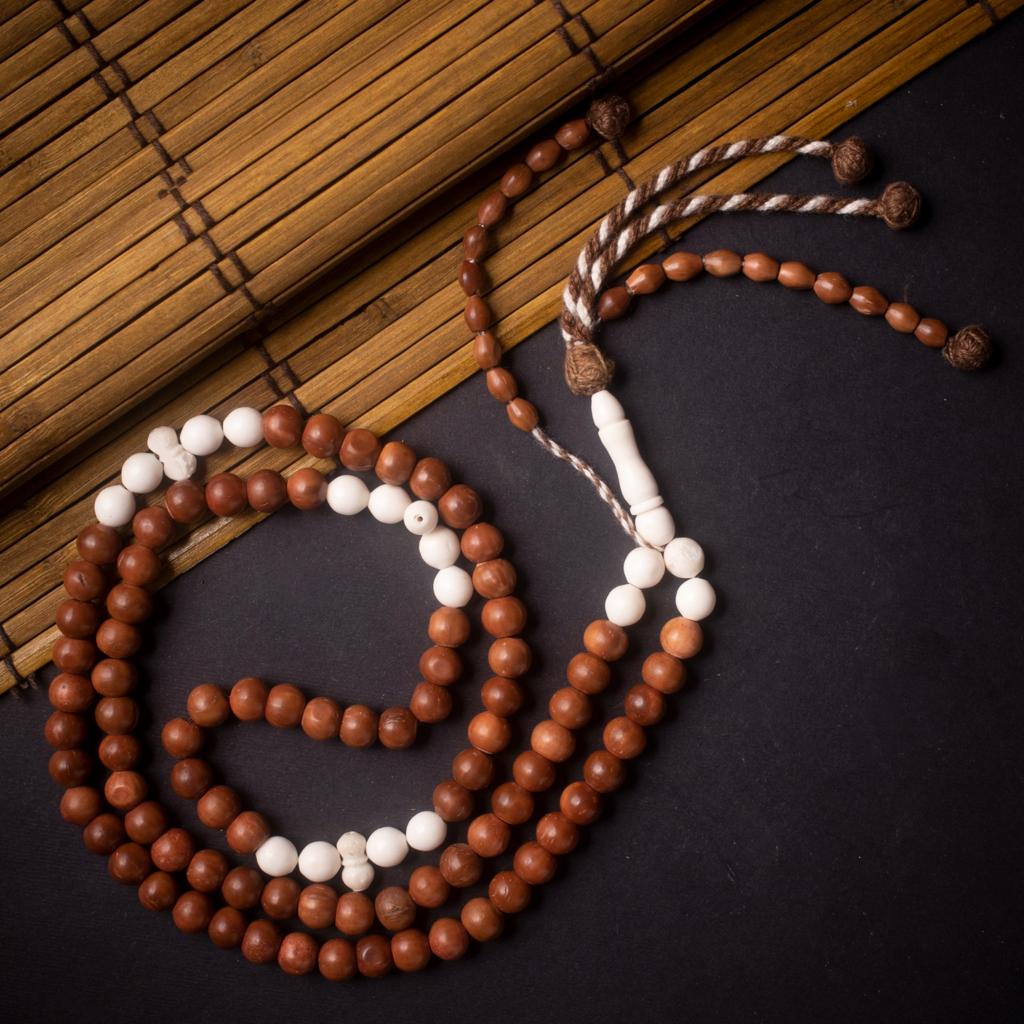 Rosary Of Natural Coc Wood & Camel Bone and 99 Beads (Code: WBS02)